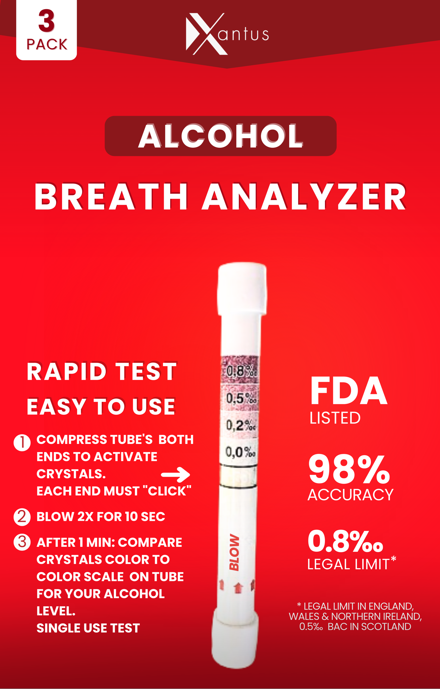 3 Pack Breathalysers